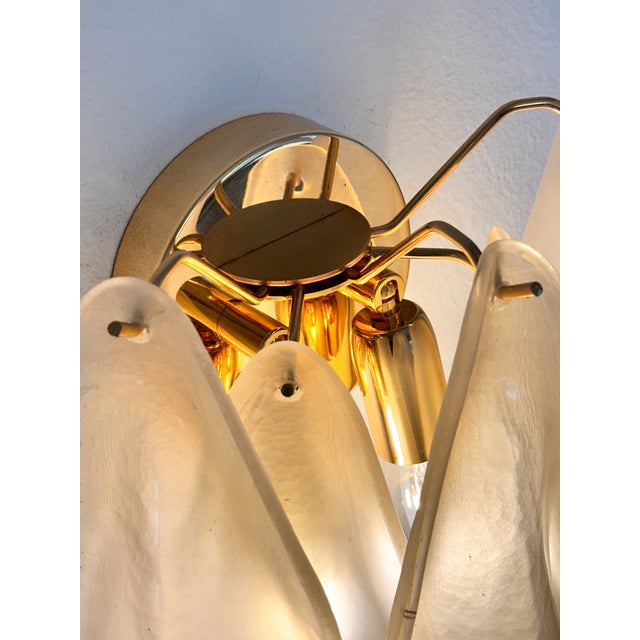 2020s Contemporary Modern Sanded Champagne "Rondini" Murano Wall Sconces- Set of Two For Sale - Image 5 of 9