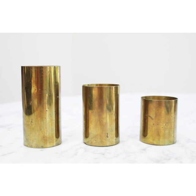 Metal Danish Brass Candlesticks from Boyes Metalkunst, Denmark, 1960s, Set of 3 For Sale - Image 7 of 7