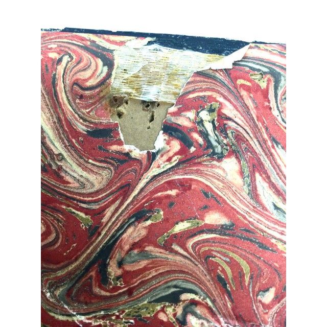 Antique Kashmir Gold Vermilion Hand Painted Over Black Lacquer Mirror For Sale In Portland, ME - Image 6 of 12