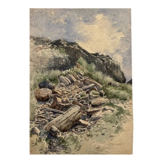 Early 20th Century Attributed to Frank Henry Mason British Rocky Mountain Landscape Watercolor For Sale