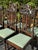 Striking set of six antique dining chairs featuring beautifully carved crest rails, intricate barley-twist supports,...