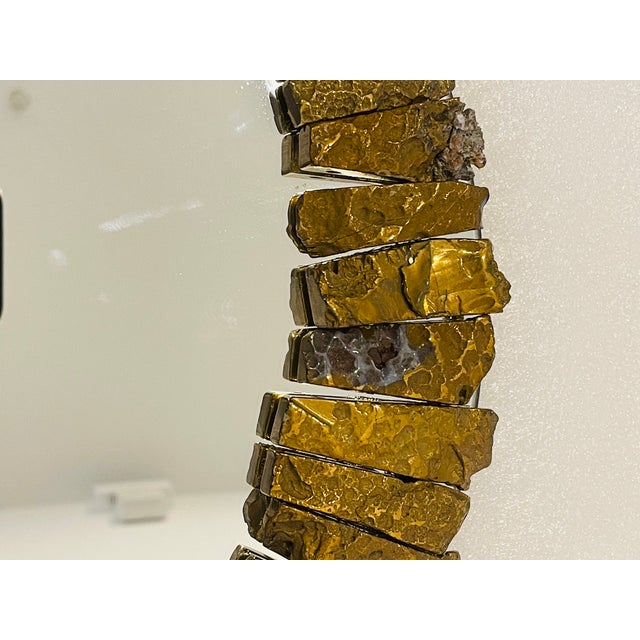 1990s Organic Modern Mirror Line Vautrin Style Encrusted Gold Stone For Sale In Miami - Image 6 of 7