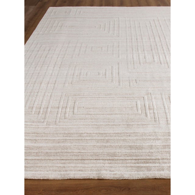 Transitional Exquisite Rugs Castelli Handmade Bamboo Silk & Cotton Beige Rug-9'X12' For Sale - Image 3 of 7