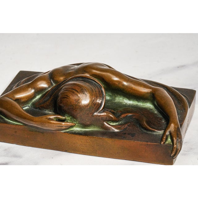 High Relief Female Figure Sculpture Antique Art Nouveau Bronze Paperweight A. Förster & Co. Wien Austria Desk For Sale - Image 12 of 16