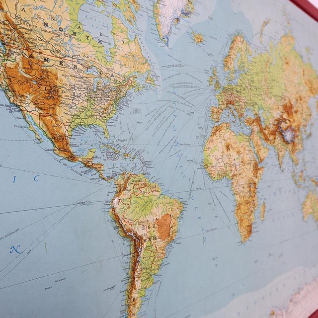 Large Relief Map of the World by George Philip For Sale - Image 3 of 13