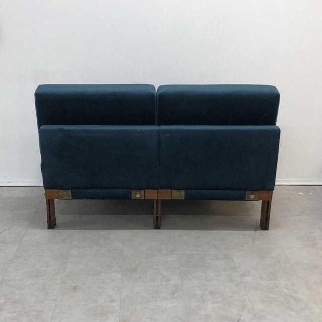 1970s Teak and Velvet Sofa For Sale - Image 5 of 6