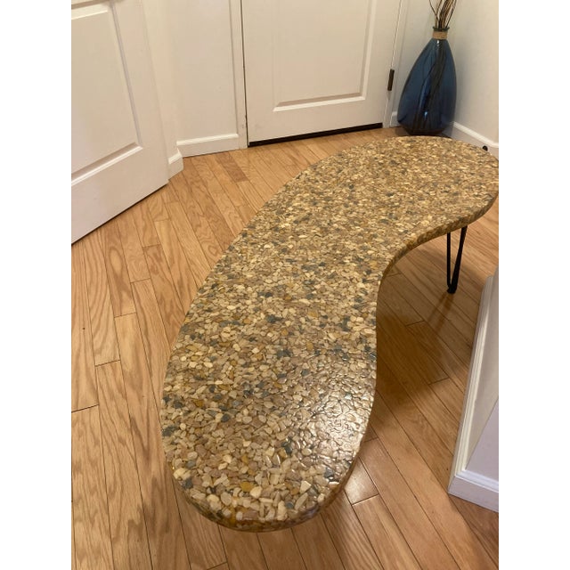 Mid-Century Modern 1950s Mid Century Stone and Resin Kidney Table For Sale - Image 3 of 12