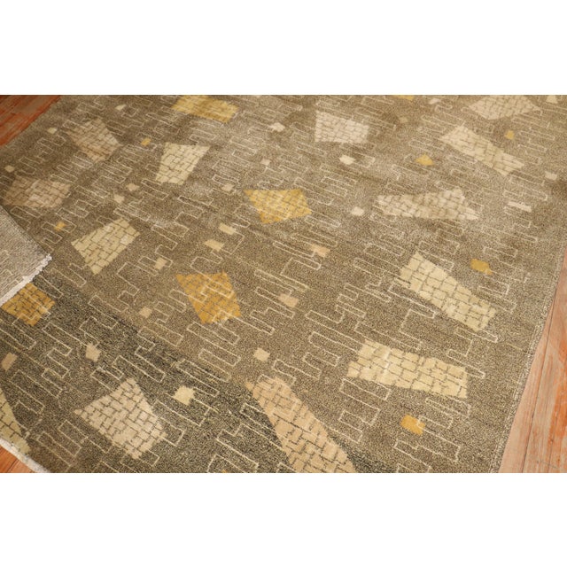 Mid 20th Century Zabihi Collection Turkish Zeki Muren Deco Square Rug For Sale In New York - Image 6 of 12