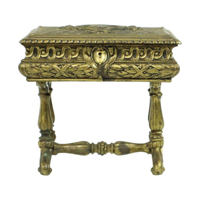 Antique Jewelry Box in Bronze-Colored Metal, France, 1890s For Sale - Image 3 of 18