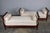 Wood Antique French Empire Swan Neck Mahogany Daybeds W/ Cream Woven Fabric - a Pair For Sale - Image 7 of 12