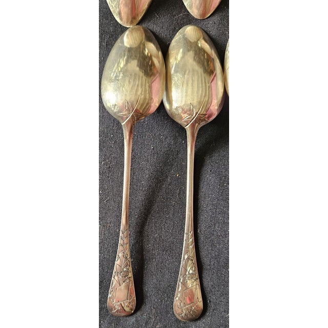 Metal Antique French Minerva and Vermeil Silver Teaspoons by Henri Soufflot, Paris, France, 1890s, Set of 6 For Sale - Image 7 of 10