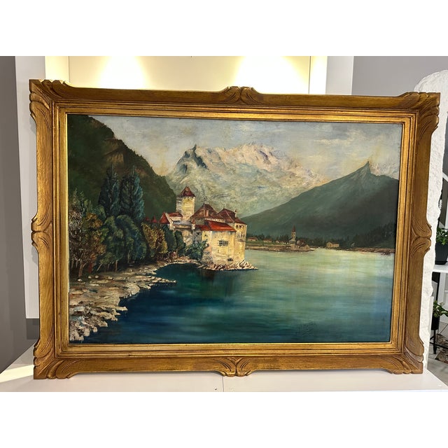 Swiss Artist, Chillon Castle, 1913, Canvas For Sale - Image 9 of 13