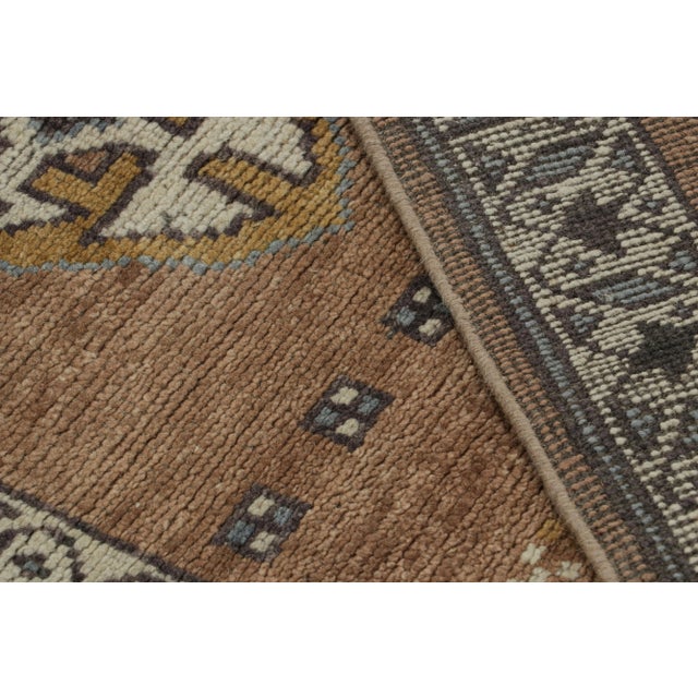 Textile Rug & Kilim’s Brown Tribal Style Runner Rug With Primitivist Geometric Patterns For Sale - Image 7 of 7