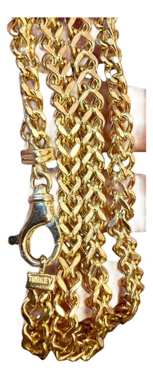 Vintage 14K Solid Yellow Gold Curb Link Chain, 25.7 Gm , 23" Long Made in Turkey