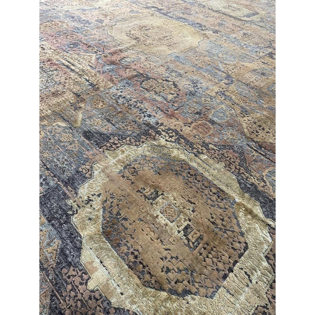 Modern Hand Knotted Borderless Modern Design Wool & Silk Rug. 9'00" X 12'00" For Sale - Image 3 of 4