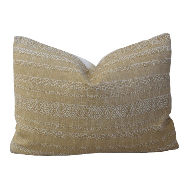 Green & Cream Kerry Joyce Striped Feather/Down Pillow For Sale