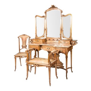 Art Nouveau Three Piece Vanity Set - Set of 3 For Sale