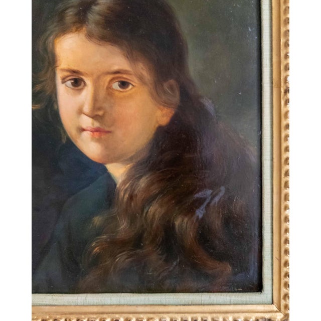 19th Century Portrait Painting of a Young Girl After Ferdinand Strauss, Giltwood Frame For Sale - Image 10 of 14