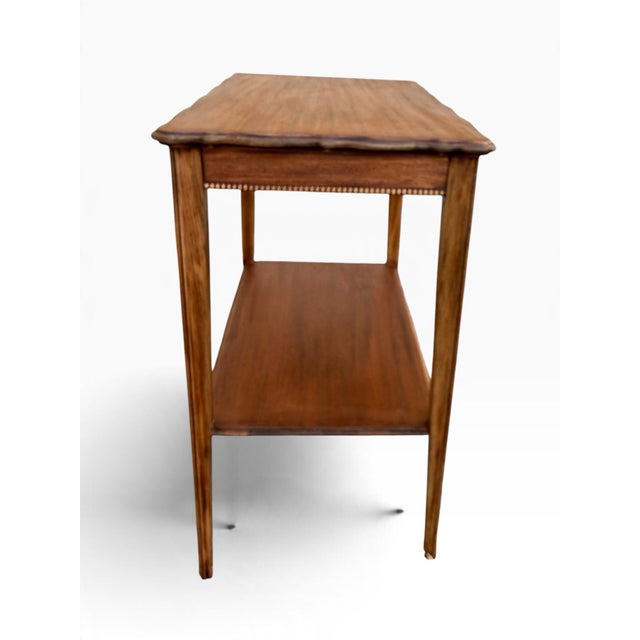 Traditional Vintage Refinished Solid Mahogany Two-Tier Side Table With Scalloped Top For Sale - Image 3 of 8