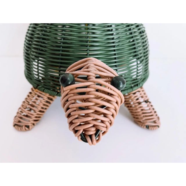 Gabriella Crespi Mid Century Wicker Turtle Lamp & Shell Shade For Sale - Image 4 of 12