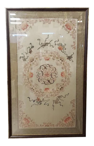 Early 20th Century Chinese Framed Embroidered Silk Panel