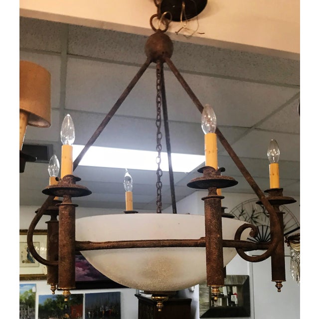 Vintage Neoclassical Six Light Chandelier With Rustic Finish For Sale - Image 4 of 9