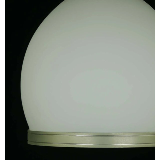 Late 20th Century Modern White Glass & Brushed Steel Semi Flush Mount Light For Sale - Image 6 of 10