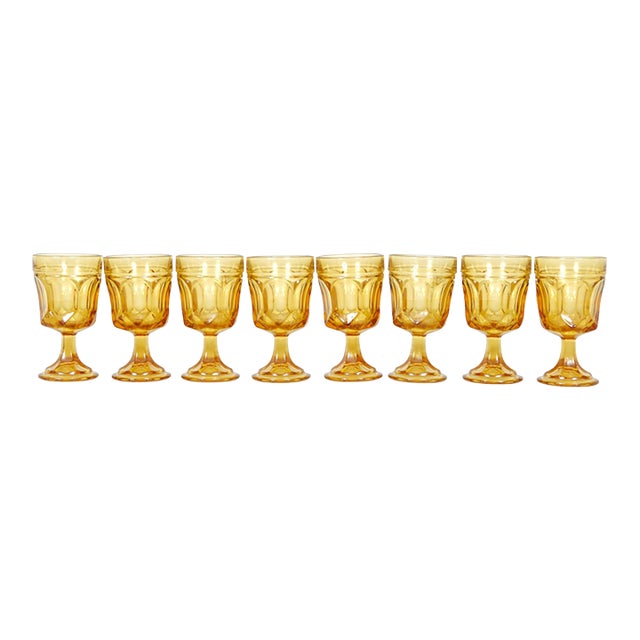 Mid 20th Century Anchor Hocking Fairfield Amber Glasses, Set of 8 For Sale