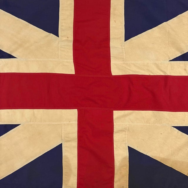 English Vintage Sewn Cotton First Union Jack Flag, King's Colours For Sale - Image 3 of 6