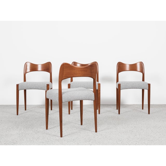 Midcentury Dining Chairs in Teak by Arne Hovmand Olsen for Mogens Kold, 1960s, Set of 4 For Sale - Image 4 of 13