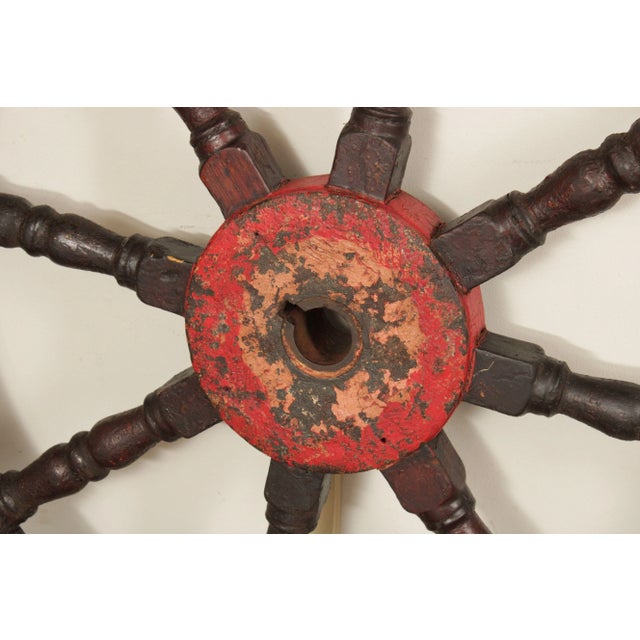 Antique Nautical 52 Inch Wooden Ships Wheel For Sale - Image 10 of 12