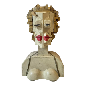 1980s Vintage Marilyn Monroe Wooden Sculpture Part of the 'Hero Heads' Series by Martin Miller