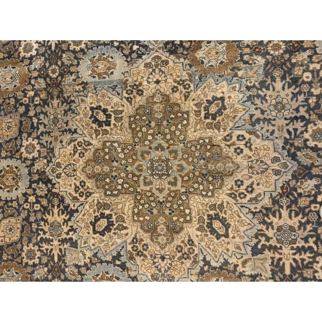 1880s Antique Allover Arabesque Medallion Navy Woven Wool Persian Tabriz Rug For Sale In New York - Image 6 of 8