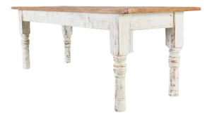 Rustic Country Reclaimed Painted Pine Farmhouse Dining Table