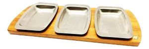 Mid-Century Modern Luthje Danish Teakwood and Stainless Steel Serving Platter - 4 Pieces