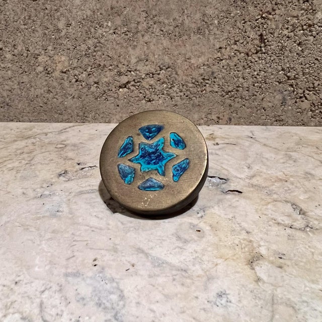 For your consideration, a Round Pull Knob designed by Pepe Mendoza, Mexico circa the 1950s. Constructed with malachite &...