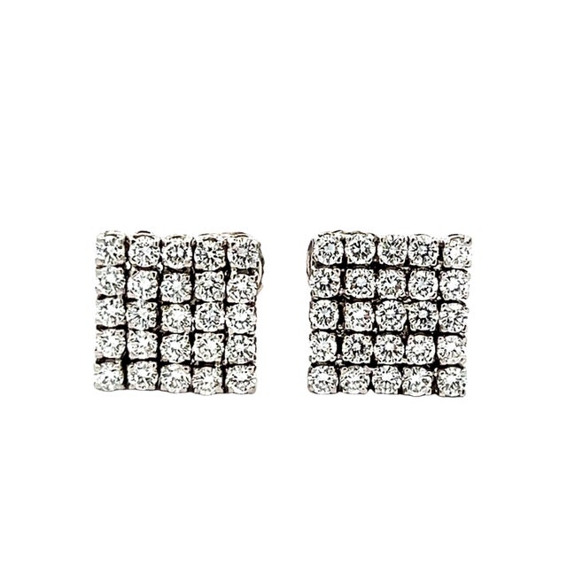 2000 - 2009 Vintage 18K White Gold Diamond Clip-On Earrings, 5 Carats For Sale - Image 5 of 9