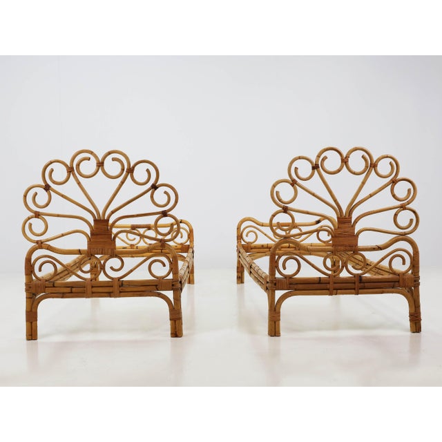 Peacock Daybeds in Rattan by Lio Carminati for Casa e Giardino, Italy, 1960, Set of 2 For Sale - Image 10 of 12