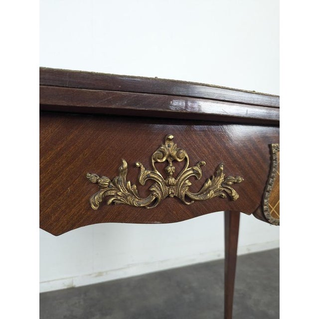 2000 - 2009 Louis XV Style Marquetry and Gilt Bronze Gaming Table For Sale - Image 5 of 10