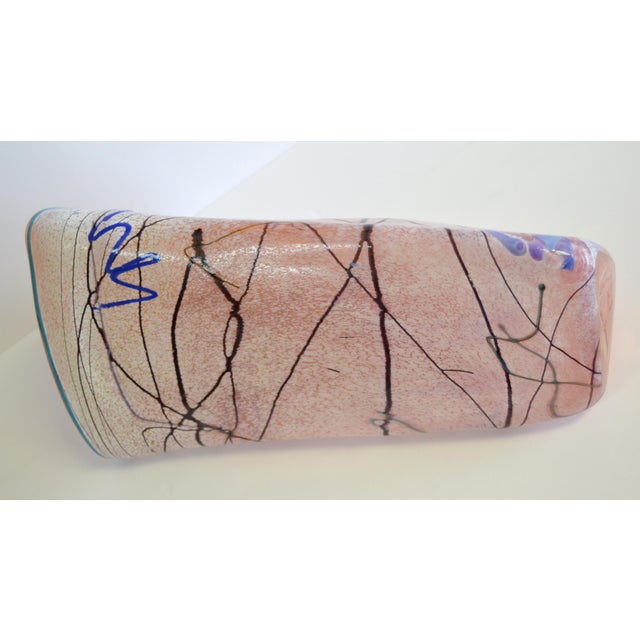 1980s Taylor Backes Triangle Shape Art Glass Colorful Op Art Vase For Sale In Miami - Image 6 of 12