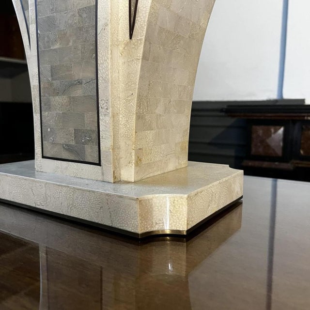 Hollywood Regency Lamp Base in Tessellated Stone & Brass Inlayby Maitland Smith, Usa, 1970s For Sale - Image 10 of 18