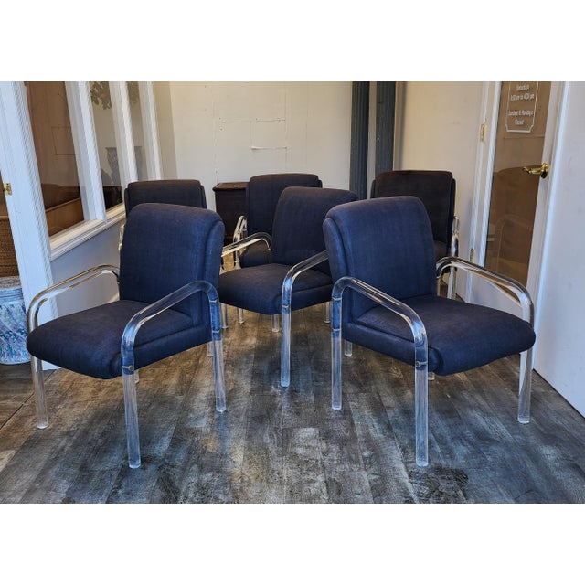 Mid-Century Modern 1970s Leon Rosen for Pace Collection Style Lucite Dining Chairs - Set of 6 For Sale - Image 3 of 14
