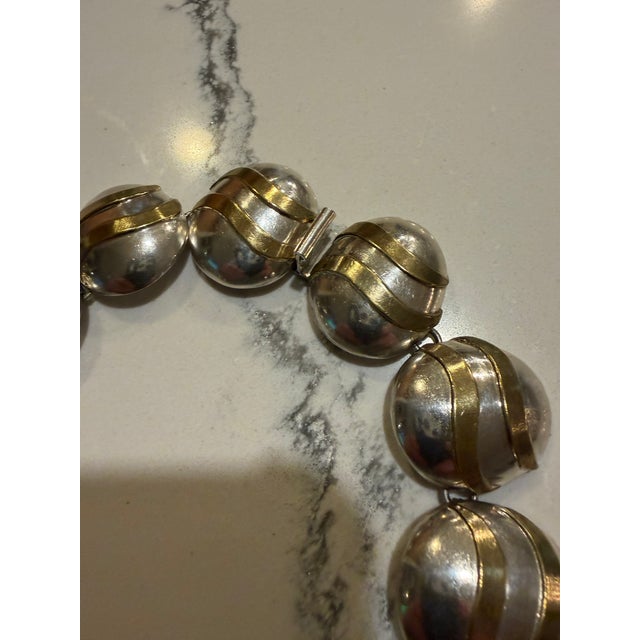 Silver Olde Mexico 925 Modernist Sterling Necklace With Brass Accents For Sale - Image 8 of 15