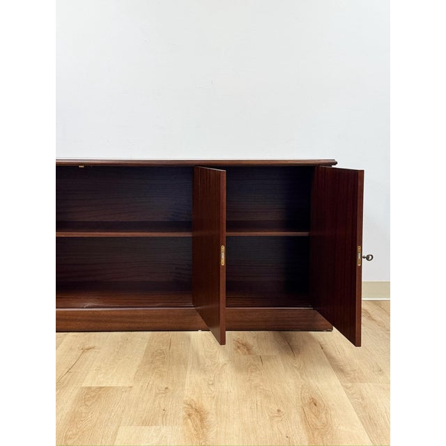 Aurora Mahogany Credenza Sideboard Locking Belgium Mid Century Transitional For Sale - Image 15 of 18
