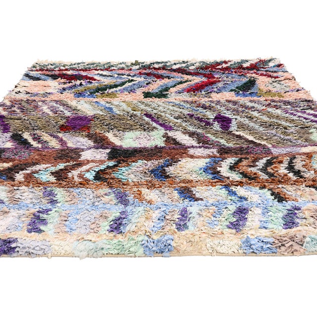 Tribal Vintage Azilal Boucherouite Moroccan Rug, 05'01 X 06'10 For Sale - Image 3 of 10