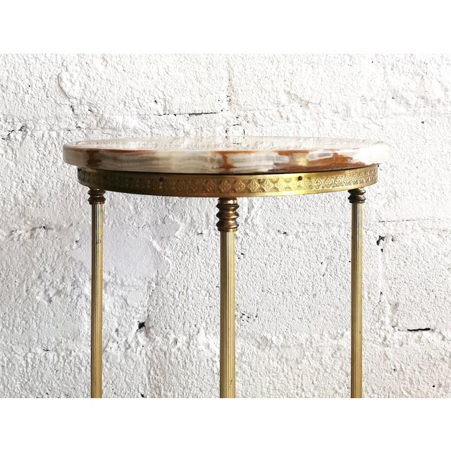 1960s Vintage Hollywood Regency Side Table in Brass and Onyx, 1960s For Sale - Image 5 of 10