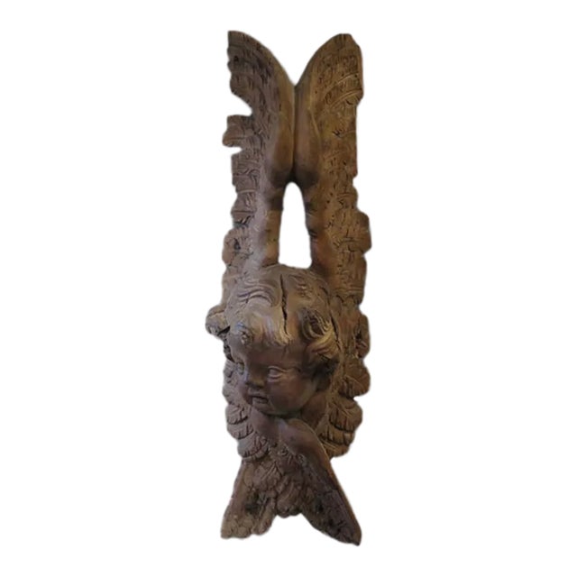 18th Century French Walnut Carving of an Angel For Sale