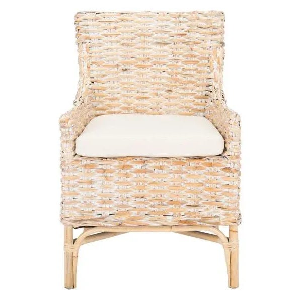 Cristen Rattan Accent Chair with Cushion - Natural White Wash/ White For Sale - Image 11 of 11