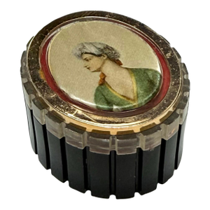 1950s Italian Satin Lid Ring Trinket Box With Swivel Lid