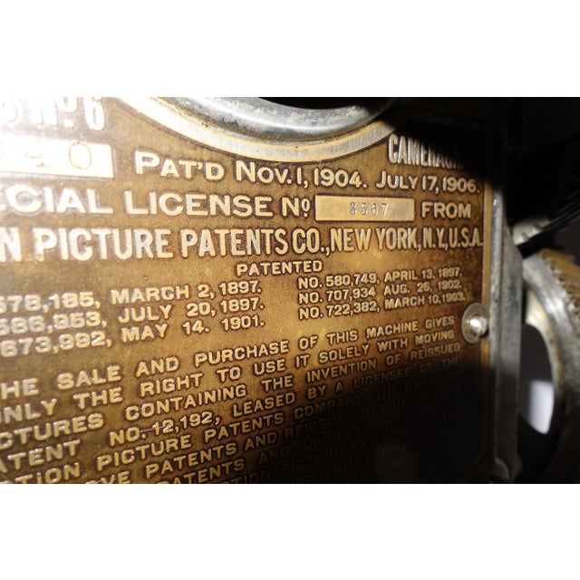 Circa 1906 Power's Cameragraph 35mm Hand Crank Movie Projector Artifact Display Sculpture For Sale - Image 9 of 11